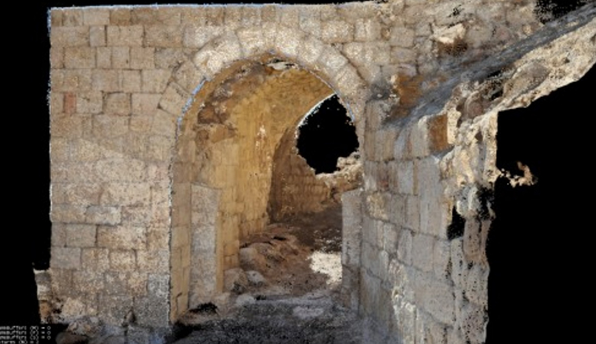 Photogrammetric 3D model of the Shawbak arch — realistic texture, anonymous geometry